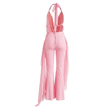 Load image into Gallery viewer, Sexy Chiffon Jumpsuits Women Backless Halter Club Party Summer Rompers Bodycon Fashion Sleeveless V Neck Overalls Beach Vacation