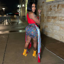 Lade das Bild in den Galerie-Viewer, FAGADOER Summer Print Tassels Mini Skirts Two Piece Sets
