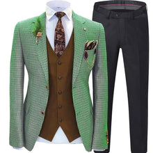 Load image into Gallery viewer, Men wedding Suits Prom Tuxedos Wool Blend Plaid Slim fit Vintage Checked Suit Groomsmen For Wedding (Blazer+Vest+Pants)