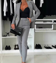 Load image into Gallery viewer, Two Piece Sets Woman Outfit 2025 Spring Solid Color Versatile Temperament Blazer Coat & Fashiona Casual Pocket Design Pants Set