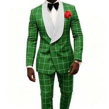 Load image into Gallery viewer, Men's Suit – Plaid Fabric, Groom's Tailcoat for Weddings, Classic Custom 2-Piece Suit (Jacket & Trousers)