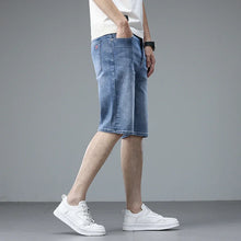 Load image into Gallery viewer, Summer Thin Men Korean Fashion Stretch Denim Shorts Classic Washed Straight Fit Knee Length Casual Versatile Jean Short Pants