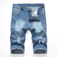 Load image into Gallery viewer, 2026 Summer Men's Red Rose Embroidered Jeans Shorts, Fashion Casual Shorts Black Blue White Men Torn and Frayed Denim Shorts