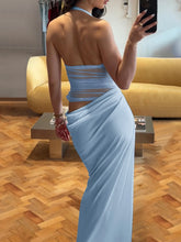 Charger l'image dans la galerie, Dulzura Summer Halter Backless Flower Decoration Sheer Mesh Long Dress