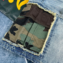 Load image into Gallery viewer, Summer new work style multi-pocket denim shorts for men, loose casual splicing five-quarter pants