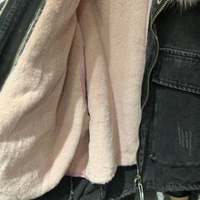 Charger l'image dans la galerie, Fox Fur Denim Fleece-Lined and Batwing Sleeve Cotton Coat