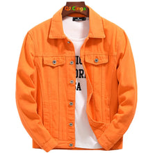 Load image into Gallery viewer, Men's Long-sleeve Orange Denim Jackets