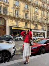 Load image into Gallery viewer, Red Long-Sleeve Drawstring Decorative Festive Hoodie Zipper Cardigan Casual Versatile Jacket
