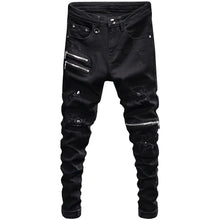 Load image into Gallery viewer, Men Elastic Slim Fit Destroyed Ripped Jeans