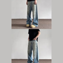 Load image into Gallery viewer, Spring And Autumn Men And Women Trendy Personalized Straight Tube Inkjet Laundry Jeans American Couple Loose Retro Casual Pants