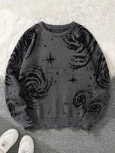 Load image into Gallery viewer, New Trendy Street Style Ripped Abstract Starry Sky Pattern Pullover Ripped Sweater Casual Crew Neck Knitted Men's Pullover