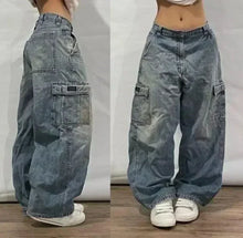 Lade das Bild in den Galerie-Viewer, American Street Fashion Trend Gothic Print Loose Jeans Men Harajuku Y2K New Hip Hop Joker Oversized Wide-leg Pants Unisex Jeans