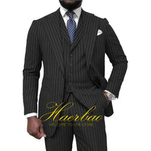 Load image into Gallery viewer, Men's Pinstripe 3 Piece Classic Slim Fit Suits