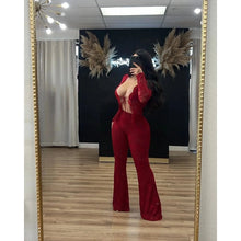 Load image into Gallery viewer, Women's Set Long Sleeve Lace See Through Shirt Two Piece Sets