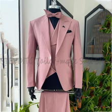 Load image into Gallery viewer, Pink Suit For Men Elegant 3 Piece Slim Fit Single Button Peak Lapel Suits