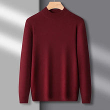 Load image into Gallery viewer, Men's Mock Neck 100% Pure Woolen Sweaters Autumn Winter Warm Cashmere Sweater Solid Knitted Pullovers for Men Slim Knitwear Tops