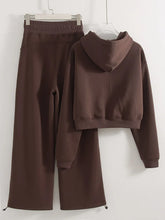 Load image into Gallery viewer, Women Tracksuits Winter Fleece Sweatsuit Brown Warm Crop Zipper Hoodies And Sweatpants Set For Women 2 Piece Velvet Pants Sets