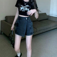 Load image into Gallery viewer, High Waist Denim Women Loose Slimming Hip Covering Skirt Shorts