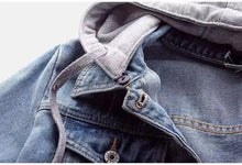 Load image into Gallery viewer, Denim Short Jacket for Women Short Autumn Winter Korean Long-sleeved Slim Hooded Versatile