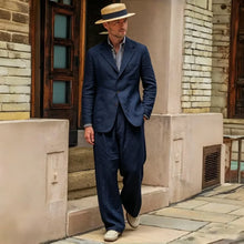 Load image into Gallery viewer, Men's Linen Suit 2 Pieces Luxury Slim Fit Casual Blazer Straight Leg Pants Breathable Wrinkle Resistant Lightweight For Wedding