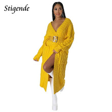 Lade das Bild in den Galerie-Viewer, Women Knitted Long Sweater Cardigan