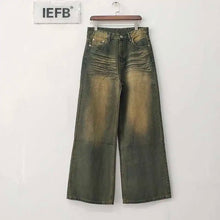 Load image into Gallery viewer, IEFB Fashion Loose Men's Straight Denim Pants American Style Casual Worn-out Design Wide Leg Jeans Summer New Trend 9C6256