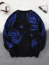 Load image into Gallery viewer, New Trendy Street Style Ripped Abstract Starry Sky Pattern Pullover Ripped Sweater Casual Crew Neck Knitted Men's Pullover
