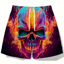 Load image into Gallery viewer, Men's Skull 3D Pattern Comfy Shorts Oversized Casual Elastic Waist Drawstring Shorts for Summer Beach And Basketball Sport Short