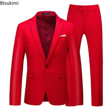 Load image into Gallery viewer, Men's Suits 2 PCS Sets Fashion Business Casual Formal Clothes Man Solid Slim Prom Party Blazer Coats+Trousers Sets Plus Size 6XL