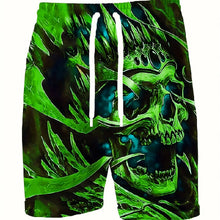 Load image into Gallery viewer, Men's Skull 3D Pattern Comfy Shorts Oversized Casual Elastic Waist Drawstring Shorts for Summer Beach And Basketball Sport Short