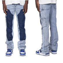 Lade das Bild in den Galerie-Viewer, Elastic Patchwork Denim Layered Flared Pants