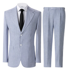 Load image into Gallery viewer, Men's Seersucker Striped 2 Piece Slim Fit Pinstripe Suit