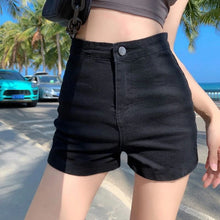 Lade das Bild in den Galerie-Viewer, High Waist Denim Elastic Shorts