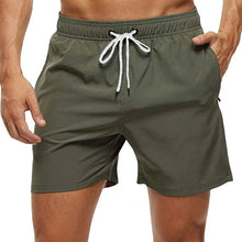Lade das Bild in den Galerie-Viewer, Drawstring with Mesh Lining Elastic Waist Plain Soft Casual Swim Trunks
