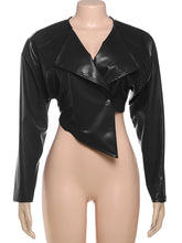 Lade das Bild in den Galerie-Viewer, Weird Puss Faux Leather Crop Cross Wild Basic Sexy Coat