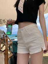 Cargar imagen en el visor de la galería, Black White Elegant Slim Denim Shorts
