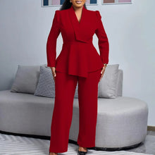 Load image into Gallery viewer, 2 Piece Women Sets Plus Size New Arrival Matching Two Pieces Sets Blazer Coat Top Pants Suits Outfits Clothing