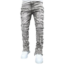 Cargar imagen en el visor de la galería, Pantalones vaqueros desgastados, rotos y ajustados para hombre