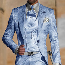 Load image into Gallery viewer, Jacquard Men's Suit 3 Piece Suit Groom Party Tuxedo Wedding Men's Formal Jacket Pants Vest Slim Fit Custom Suit Male