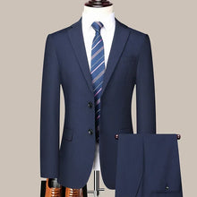Load image into Gallery viewer, Suit (Blazer+Pants) Men's Fashion Business Outdoor Gentleman Trend Solid Color Casual Slim-fit Wedding Host Gentleman Suit S-6XL