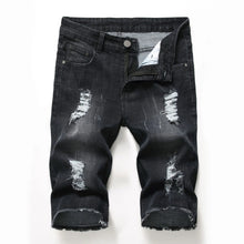 Load image into Gallery viewer, 2026 Summer Men's Red Rose Embroidered Jeans Shorts, Fashion Casual Shorts Black Blue White Men Torn and Frayed Denim Shorts