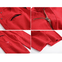 Load image into Gallery viewer, 2026 Summer Men's Red Rose Embroidered Jeans Shorts, Fashion Casual Shorts Black Blue White Men Torn and Frayed Denim Shorts