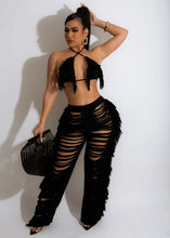 Load image into Gallery viewer, Sexy Two Piece Pant Sets Women Hollow Out Trousers Matching Sets Strapless Tassels Hole Pencil Pants Suits High Street Summer