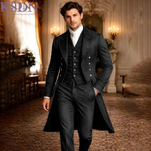 Load image into Gallery viewer, Fashion Men's Suits Customized Denim Frock-Tailcoat High Quality 3 Piece Jacket Pants Vest High Quality Male Clothing Terno