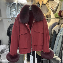 Charger l'image dans la galerie, Fox Fur Denim Fleece-Lined and Batwing Sleeve Cotton Coat