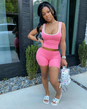Lade das Bild in den Galerie-Viewer, Women's Fashion Sexy Sports Solid Color Tank Top Shorts Set