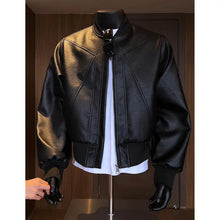 Load image into Gallery viewer, Men Coats Faux Leather Jackets Turn Down Collar Pu Coat