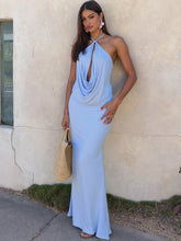 Lade das Bild in den Galerie-Viewer, Weird Puss Sexy Backless Halter Ruched Hollow Sleeveless Maxi Dress