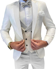 Load image into Gallery viewer, Mens Jacquard Suit 3 Piece Slim Fit Suits Prom Formal Business Suit for Men Jacket Vest Pants Wedding Suit