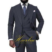 Load image into Gallery viewer, Men's Pinstripe 3 Piece Classic Slim Fit Suits